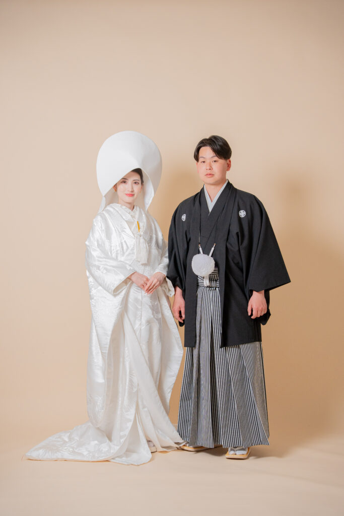 白無垢に綿帽子姿の花嫁様と和装前撮り スタジオ撮影