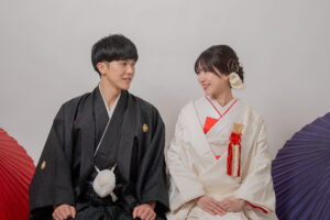 和装前撮りフォトスタジオでの撮影の様子