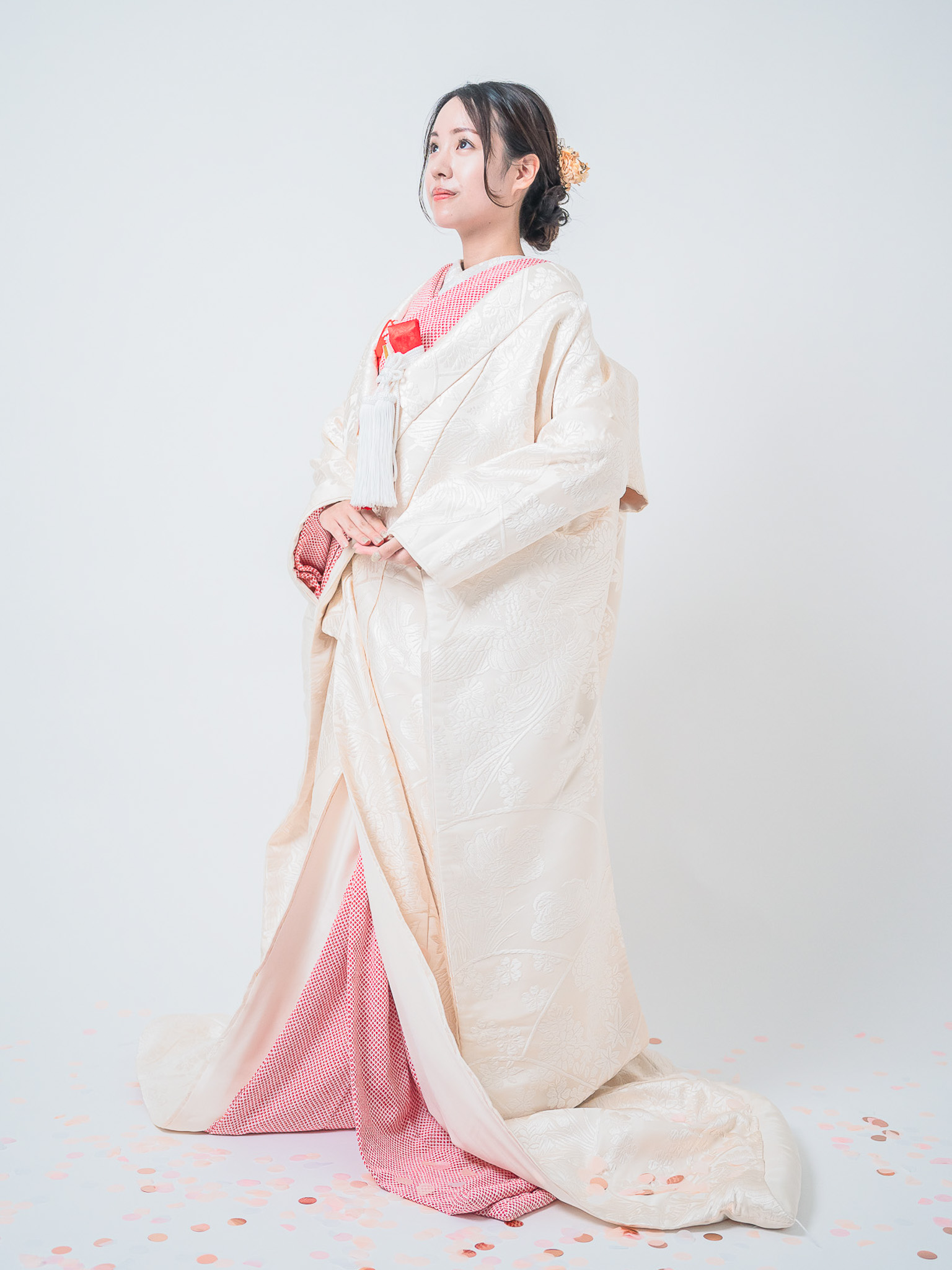 白無垢 唐織 アイボリー 後ろ向きショット SA-014